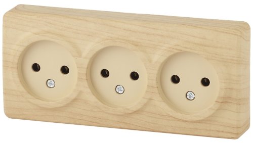 Розетка без заземления накладная Эра Эксперт 3-м. сосна картинка